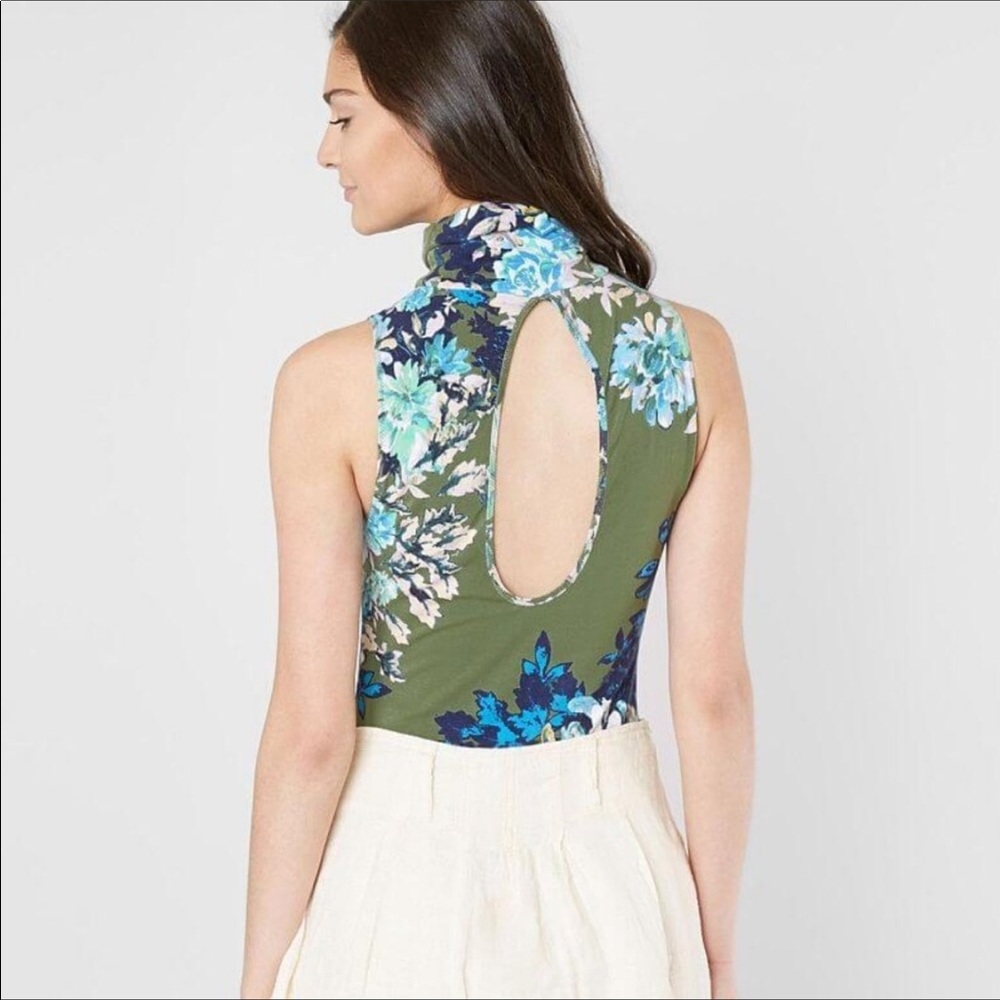 🆕 FREE PEOPLE 🌿 Bodysuit Floral Army Green NWT